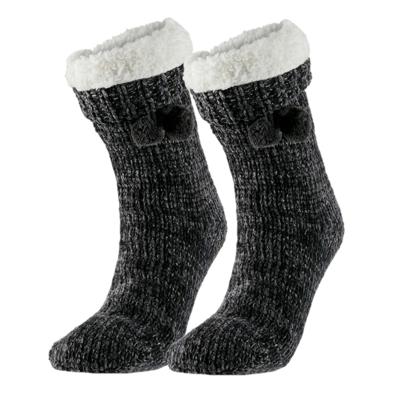 Apollo Huissloffen - kinderen - gebreid - slofsokken - antraciet - one size maat 36/41 - fleece