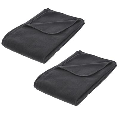 Polar Fleece deken of plaid - 2x - antraciet - 125 x 150 cm - polyester - Bankdeken - Fleece plaid