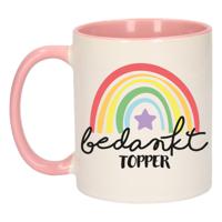 Cadeau mok voor collega - roze - bedankt - afscheid/pensioen - keramiek - 300 ml