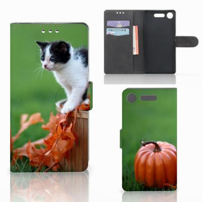 Sony Xperia XZ1 | Telefoonhoesje | Met pasjeshouder | Kitten