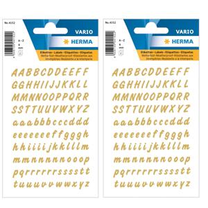 Alfabet plak letters A-Z Stickers - vellen met 440x stuks - goud/transparant - 8 mm