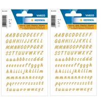 Alfabet plak letters A-Z Stickers - vellen met 440x stuks - goud/transparant - 8 mm