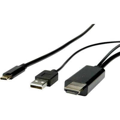 ROLINE USB type C - HDMI + USB A adapterkabel, M/M, 1 m