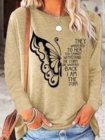 Women's Butterfly Letters Casual Top - thumbnail
