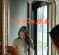 Tekst sticker spiegel Hello Beautiful