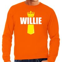 Willie met kroontje Koningsdag sweater / trui oranje voor heren - thumbnail
