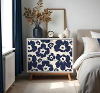 Donkerblauwe klaproos bloemen muursticker