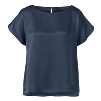 Shirt met tulpmouwen van bio-zijde, nachtblauw Maat: 46 - thumbnail