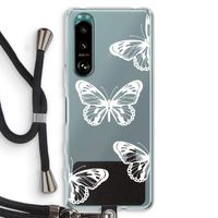 White butterfly: Sony Xperia 5 III Transparant Hoesje met koord