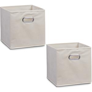 Opbergmand/kastmand - 4x - beige - 28 x 28 cm - polyester - speelgoedmand