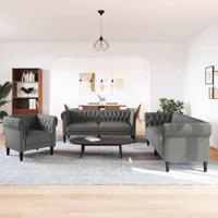 Bankstel 3 pcs Donkergrijs Stof