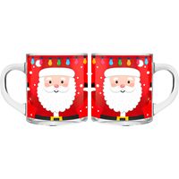 Kerst mokken/bekers - 2 stuks - glas - 300 ml - kerstman - 11 cm - thumbnail