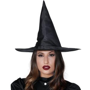 Heksenhoed - 2x stuks - zwart - voor dames - Halloween/horror/carnaval - heksen verkleed hoeden