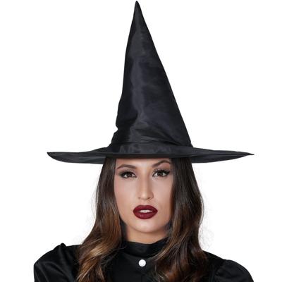 Heksenhoed - 2x stuks - zwart - voor dames - Halloween/horror/carnaval - heksen verkleed hoeden