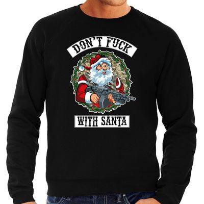 Grote maten foute Kersttrui / outfit Dont fuck with Santa zwart voor heren Grote maten foute Kersttrui / outfit Dont fuck with Santa zwart voor heren