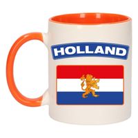 Holland vlag mok/ beker oranje wit 300 ml - thumbnail