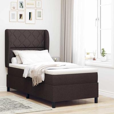 Boxspring bed met matras Donkerbruin 90 x 190 cm Stof