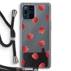 Framboosjes: Oppo Find X3 Transparant Hoesje met koord