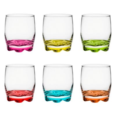 Glasmark drinkglazen/waterglazen Tumblers - glas - gekleurde basis - 6x stuks - 250 ml Glasmark drinkglazen/waterglazen Tumblers - glas - gekleurde basis - 6x stuks - 250 ml