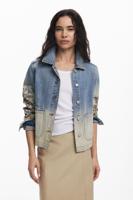 Spijkerjack met bloemen - BLUE - XL