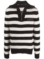 Balmain pull zippé en maille à rayures horizontales - Noir