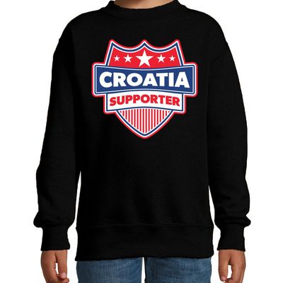Kroatie / Croatia schild supporter sweater zwart voor k Kroatie / Croatia schild supporter sweater zwart voor k