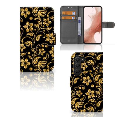 Samsung Galaxy S23 Hoesje Gouden Bloemen Samsung Galaxy S23 Hoesje Gouden Bloemen