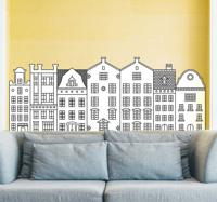 Muurstickers woonkamer grachtpant huisjes Amsterdam - thumbnail