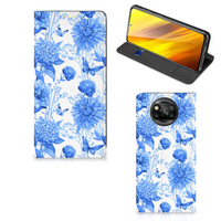 Smart Cover voor Xiaomi Poco X3 Pro | Poco X3 Flowers Blue