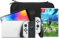 Nintendo Switch OLED Wit + Zelda: Breath of the Wild +  Bluebuilt Beschermhoes