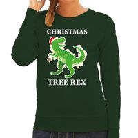 Christmas tree rex Kerstsweater / outfit groen voor dames - thumbnail