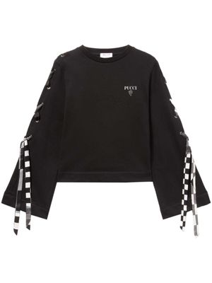 PUCCI sweat en coton à imprimé Giardino - Noir