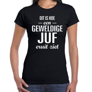 Geweldige juf cadeau t-shirt zwart voor dames