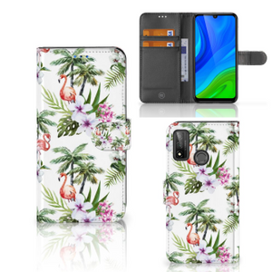 Huawei P Smart 2020 Telefoonhoesje met Pasjes Flamingo Palms