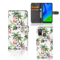 Huawei P Smart 2020 Telefoonhoesje met Pasjes Flamingo Palms