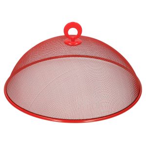 Metalen vliegenkap/voedselkap rood rond 30 cm