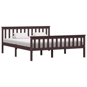 Bedframe massief grenenhout donkerbruin 160x200 cm