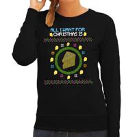 Foute Kersttrui/sweater voor dames - All I want is kaas - zwart - kerst cadeau