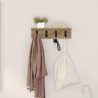 Wandgemonteerde kapstok met plank Wandgemonteerd artisanaal eikenkleurig