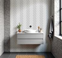 Tegelstickers badkamer visgraat lichtgrijs