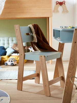 Stoel, zitting H 45 cm LIJN ARCHITEKT blauw/hout