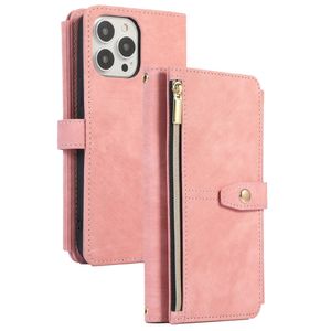 iPhone 13 Pro Max hoesje - Bookcase - Koord - Pasjeshouder - Portemonnee - Kunstleer - Roze