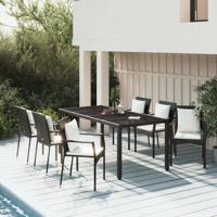 7-delige Tuinset met kussens poly rattan zwart 7-delige Tuinset met kussens poly rattan zwart