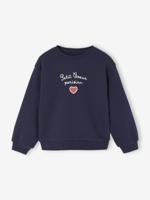 Basic meisjessweater met motief inktblauw