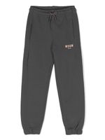 MSGM Kids pantalon à logo en caoutchouc - Gris