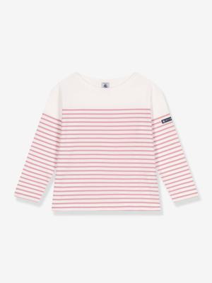 Marinière kind in katoen PETIT BATEAU rozen