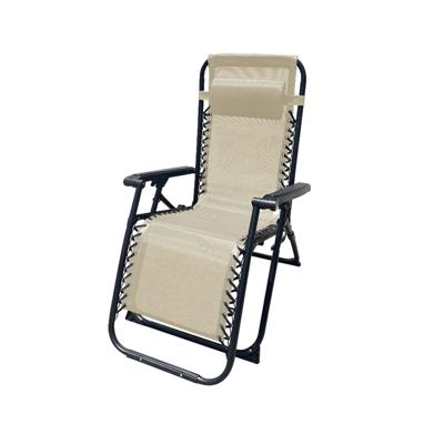 Marbueno Vouwstoel Staal Met Kussen Tuin en Zwembad 90X66X108 cm Zwaartekracht Nul Beige 10005