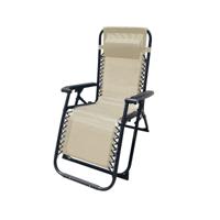 Marbueno Vouwstoel Staal Met Kussen Tuin en Zwembad 90X66X108 cm Zwaartekracht Nul Beige 10005