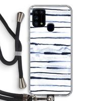 Ink Stripes: Samsung Galaxy M31 Transparant Hoesje met koord