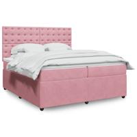 Boxspring met matras fluweel roze 200x200 cm